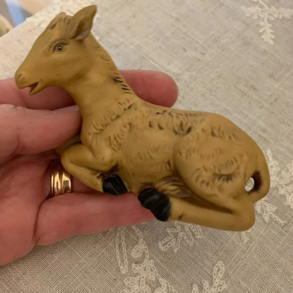Beautiful Vintage Hand Painted Nativity Donkey and Lamb Replacement Pieces